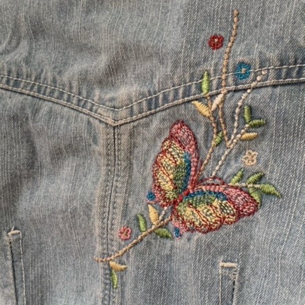 Girl Connection Crop Jeans Jacket with Embroidery and Bling - S/6X